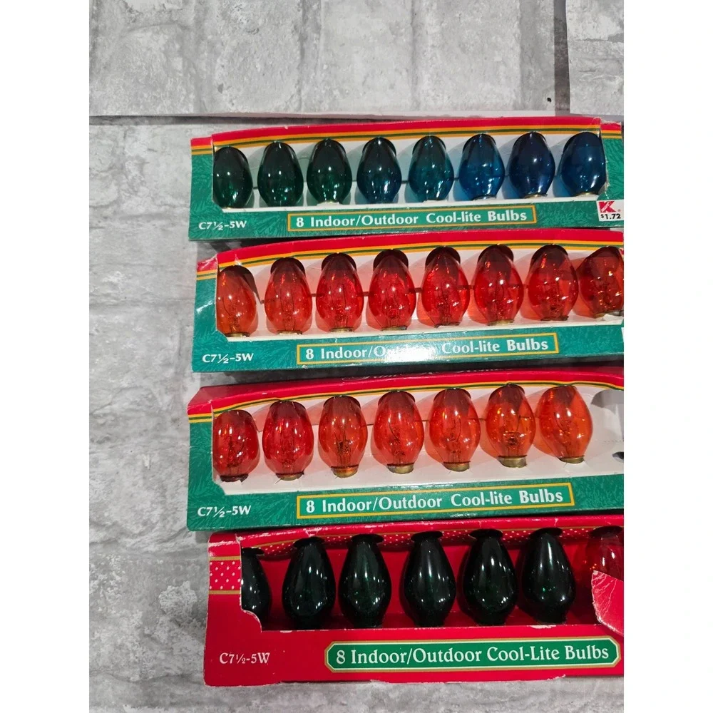 52 Colored C7 1/2 5 Watt Outdoor Cool-Lite Bulbs Vintage untested Christmas